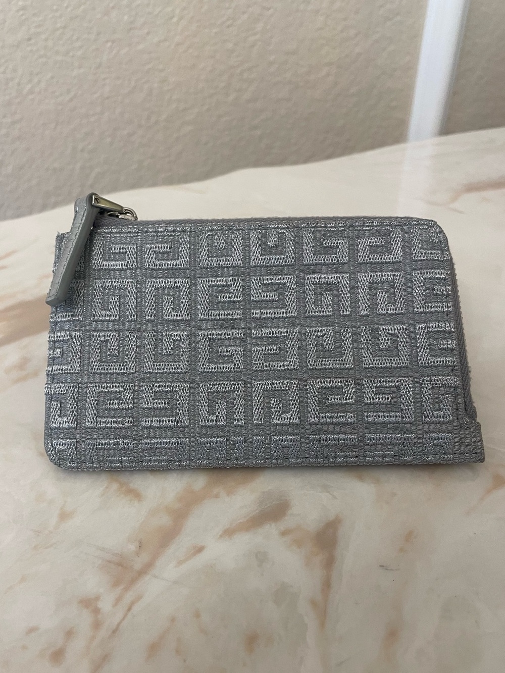 Givenchy metallic silver wallet cardholder monogram